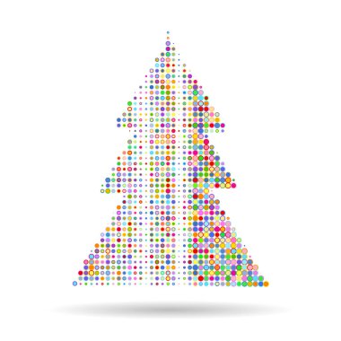 Renkli noktalı soyut noel ağacı