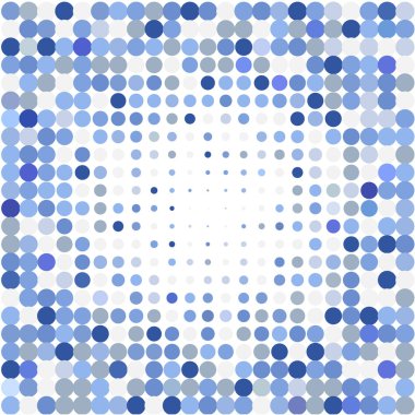 Beyaz arka plan üzerinde mavi noktalı mozaik