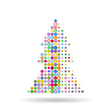 Renkli noktalı soyut noel ağacı
