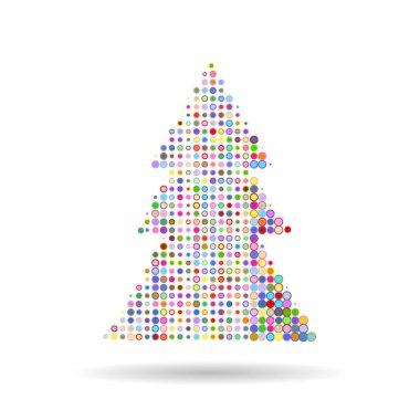 Renkli noktalı soyut noel ağacı