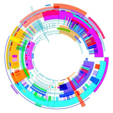 Logo ve metin için geometrik şekillerden oluşan soyut renkli radyal 3 boyutlu arkaplan
