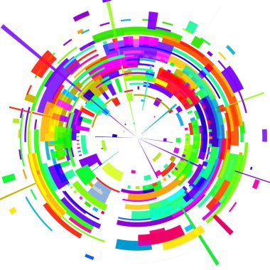 Geometrik şekillerin renkli üç boyutlu çemberi