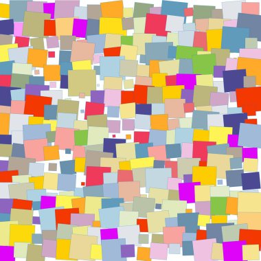 Beyaz arkaplanda parlak renkli karelerin mozaiği