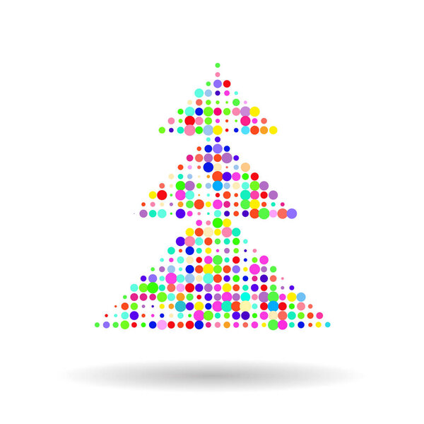 Рождественская елка с кругами на белом фоне
