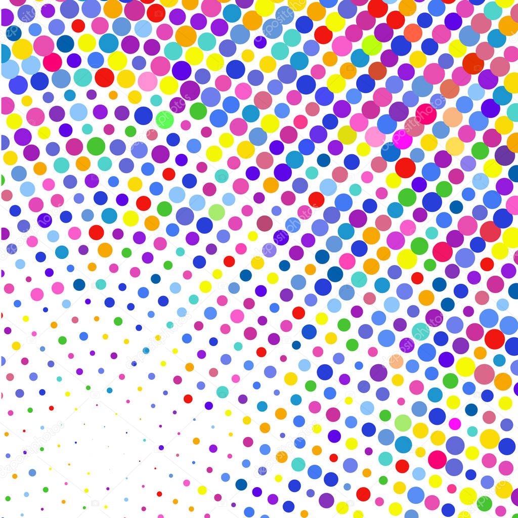 Multicolored dots on white background