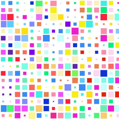 Beyaz arkaplanda renkli karelere sahip mozaik. 