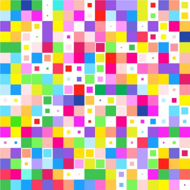 Beyaz arkaplanda renkli karelere sahip mozaik. 