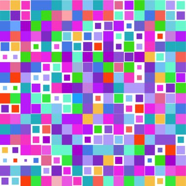 Beyaz arkaplanda renkli karelere sahip mozaik. 