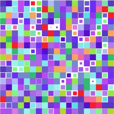 Beyaz arkaplanda renkli karelere sahip mozaik. 