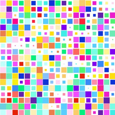 Beyaz arkaplanda renkli karelere sahip mozaik. 