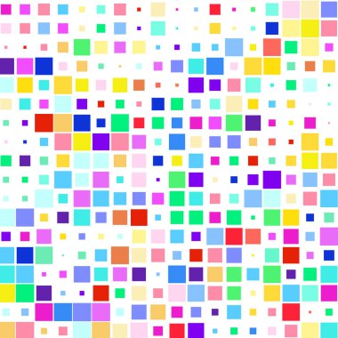 Beyaz arkaplanda renkli karelere sahip mozaik. 