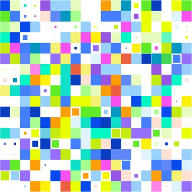 Beyaz arkaplanda renkli kare mozaiği. 