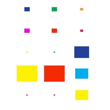 Farklı boyutlarda renkli kareler