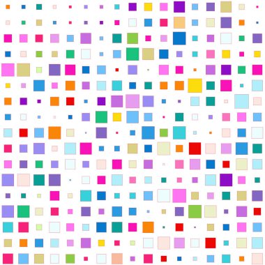 Beyaz bir arka plan üzerinde renkli kareler
