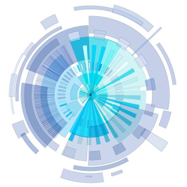 Açık mavi geometrik şekillerin çemberi  