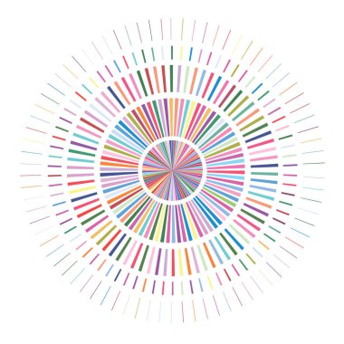 Beyaz arkaplanda renkli çubuklar çemberi