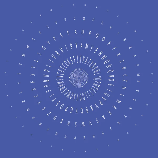 circle of letters on blue background