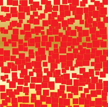 Altın yüzeyde kırmızı mozaik fayanslar