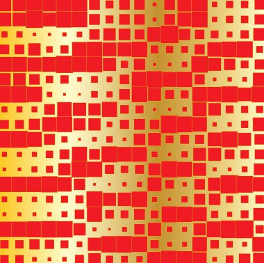 Altın yüzeydeki kırmızı karelerin deseni