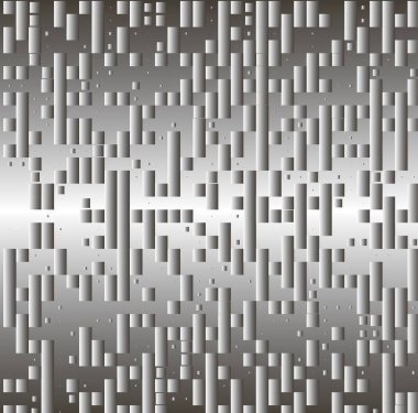 Gri yüzeyde soyut metal küpler 