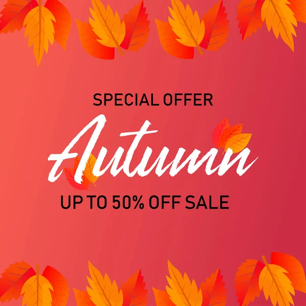 Abstract Vector Illustration Autumn Sale Background with Falling Autumn Leaves — Stock Photo, Image