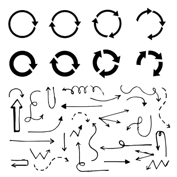 El çizilmiş oklar siyah Vektör grafik elemanları ayarlamak — Stok Vektör