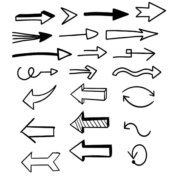 Flèches dessinées à la main définir des éléments graphiques en noir vecteur — Image vectorielle