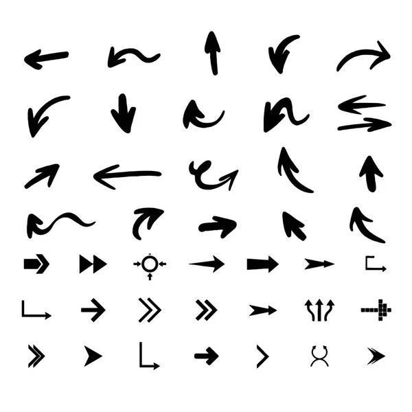 Hand drawn arrows set graphic elements in black Vector — Stock Vector