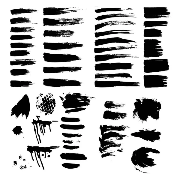 검은 색 pint ink brush stroke, line, texture, background for text. — 스톡 벡터