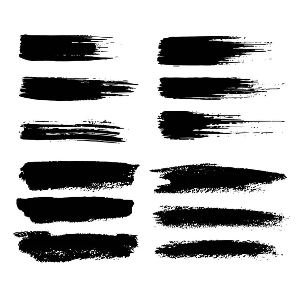 Vector negro pincelada de tinta pincelada, línea, textura, fondo para texto. — Archivo Imágenes Vectoriales