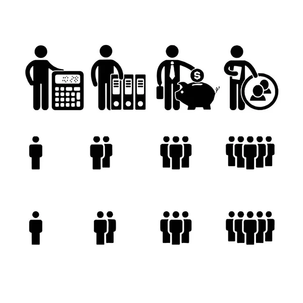 Besprechungssymbole wie Gruppe, Team, Personen, Konferenz, Leiter, Diskussion — Stockvektor