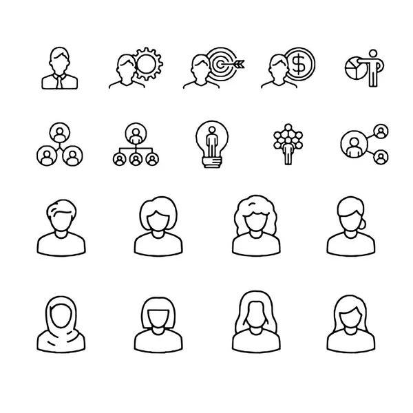 Uppsättning Mötes ikoner, till exempel grupp, team, personer, konferens, ledare, diskussion — Stock vektor