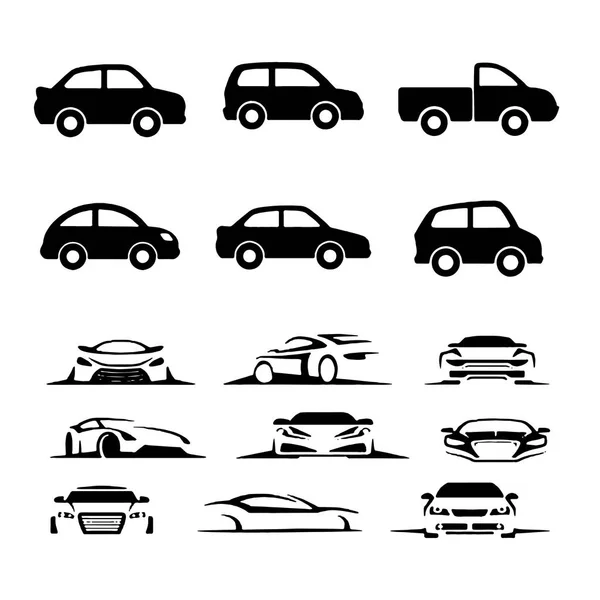 Conjuntos de coches y en el vector de recogida de vehículos de carretera — Vector de stock