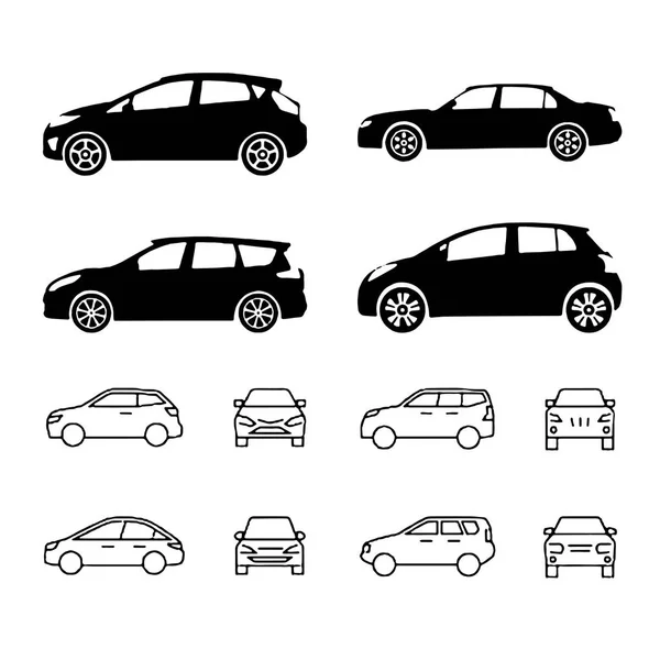 Conjuntos de coches y en el vector de recogida de vehículos de carretera — Vector de stock