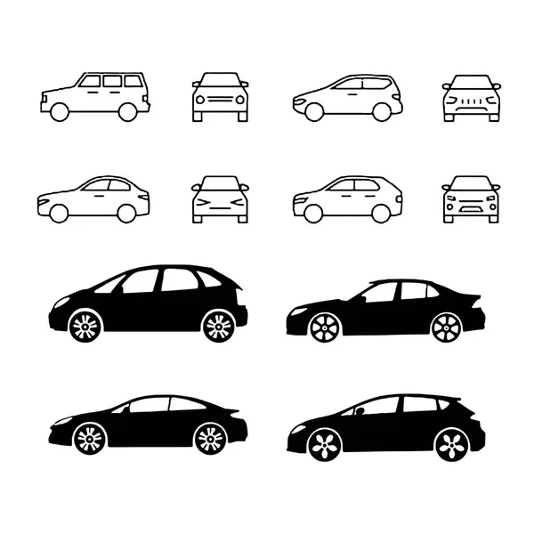 Ensembles de voitures et sur le vecteur de collecte de véhicules routiers — Image vectorielle