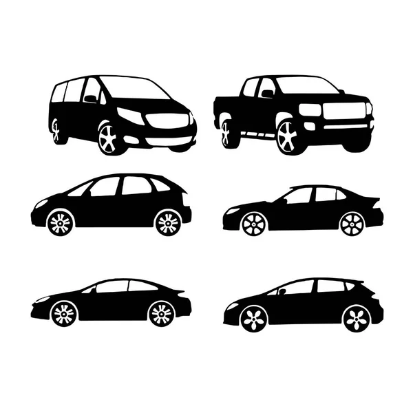 Sets of Cars and on the Road Vehicle collection vector — Stock Vector