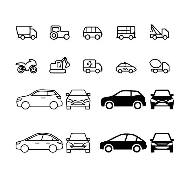 Ensembles de voitures et sur le vecteur de collecte de véhicules routiers — Image vectorielle