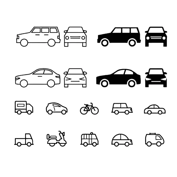 Conjuntos de coches y en el vector de recogida de vehículos de carretera — Vector de stock