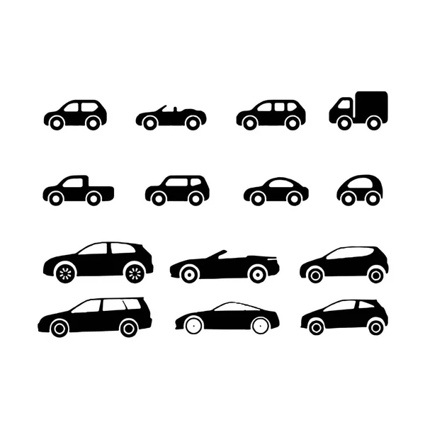 Conjuntos de coches y en el vector de recogida de vehículos de carretera — Vector de stock