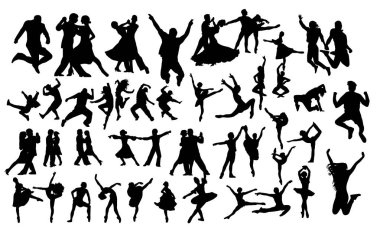 Dans eden insanlar,Jumping arkadaşlar gençlik, vektör illüstrasyon