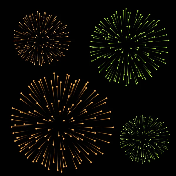 Realistische Feuerwerk Neujahr Vektor Illustrator schwarzer Hintergrund — Stockvektor