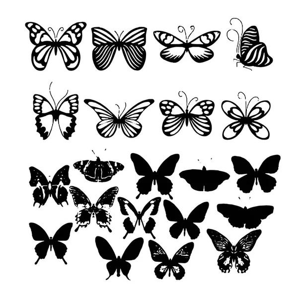 Ensemble de papillons isolés sur l'illustration vectorielle blanche — Image vectorielle