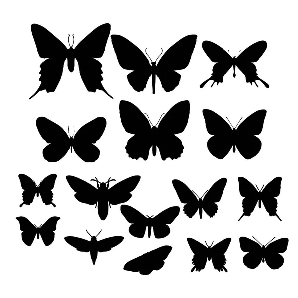 Set of butterflies isolated on white vector illustration — Stock Vector