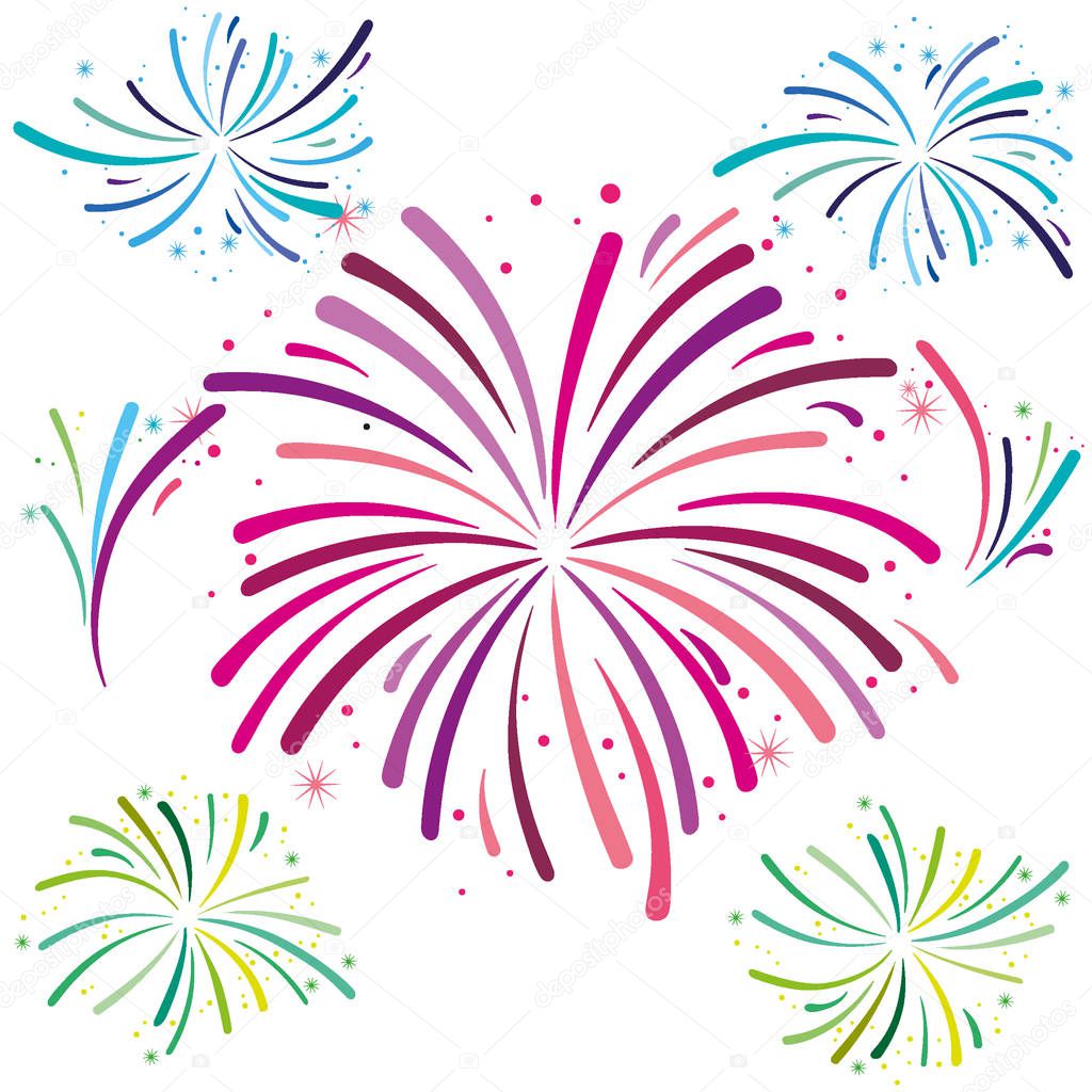 Vector illustration of a festive fireworks for holiday and celebration background design