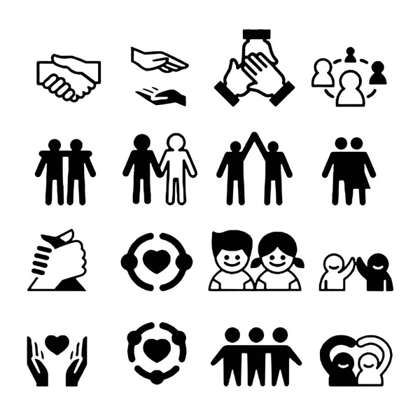 Amitié, Amour, Relation, Amis, Icônes de la famille Vecteur — Image vectorielle