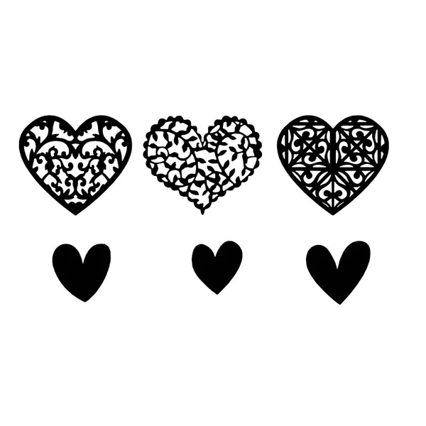 Conjunto de corazones estilizados Vector ilustración — Vector de stock