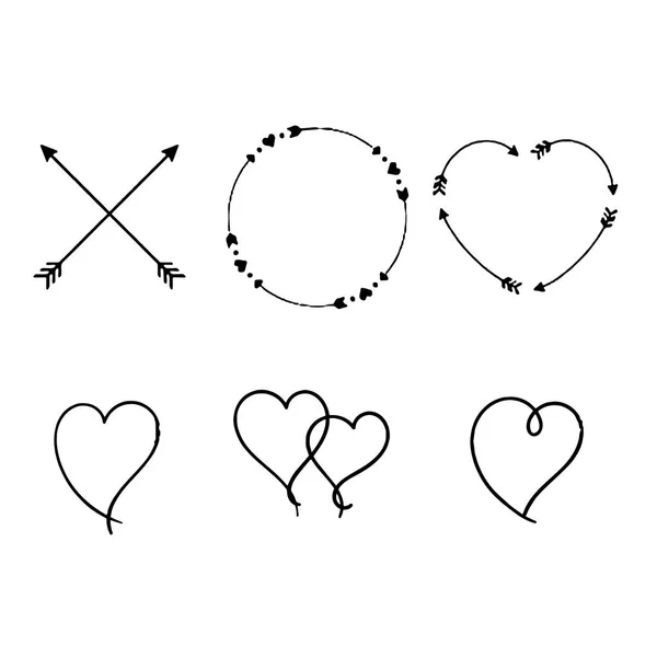 Набір стилізованих сердець Векторні ілюстрації — стоковий вектор