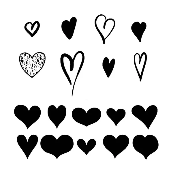 Vector hearts set Different style and shape — Stock Vector