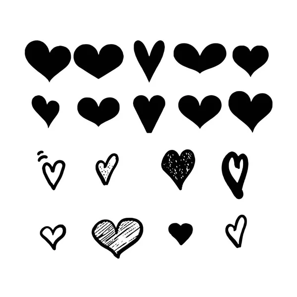 Vector hearts set Different style and shape — Stock Vector