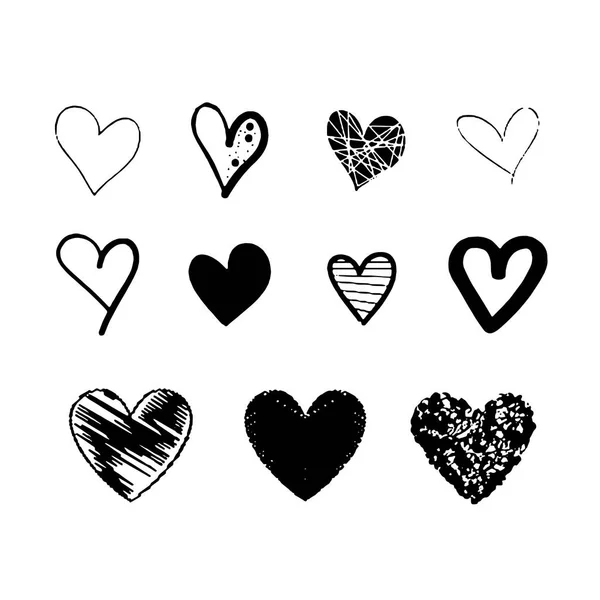 Vector hearts set Different style and shape — Stock Vector